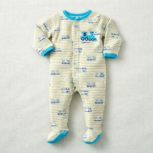 ADD-ON | Pekkle Baby Boys Footed Sleeper Train Stripe 12M